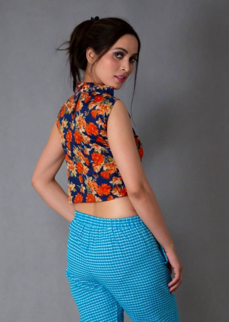 Exclusively Bowden & Cahill Choker neck Floral Crop top